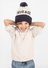 Youth Mad Hatter Two-Tone Chicago Pom Beanie - Navy