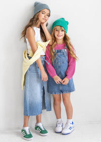 Youth Mad Hatter Smiley Cuff Beanie - Tourmaline/Lime