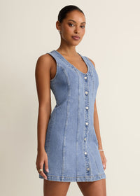 Jolie Denim Seamed Mini Dress - Avalon