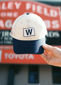 Toddler Cubs Baseball W Flag Dad Hat - Ivory & Navy