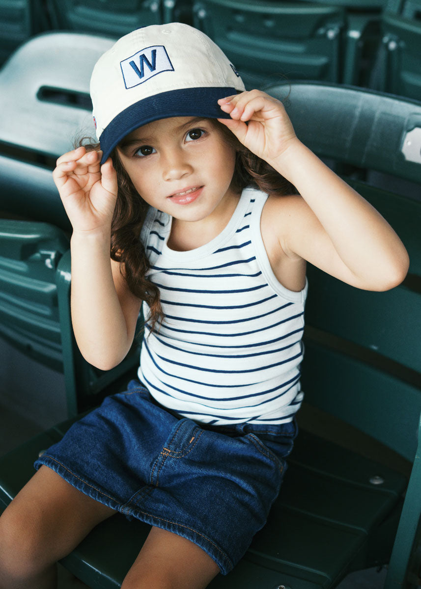 Toddler Cubs Baseball W Flag Dad Hat - Ivory & Navy