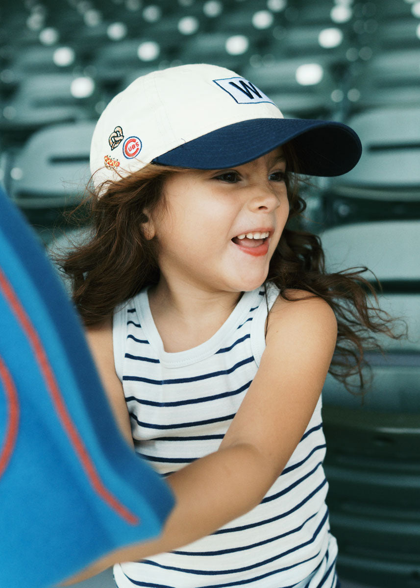 Toddler Cubs Baseball W Flag Dad Hat - Ivory & Navy