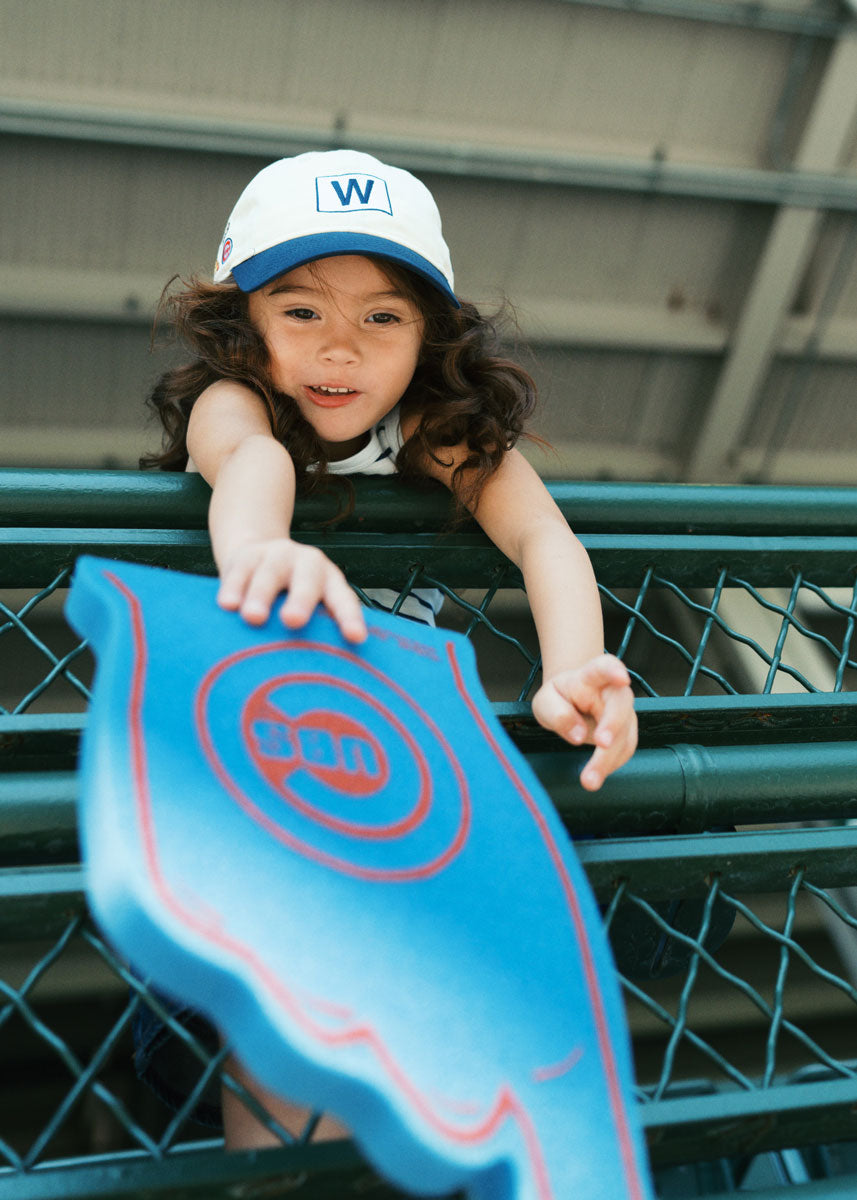 Youth Cubs Baseball W Flag Dad Hat - Ivory & Navy