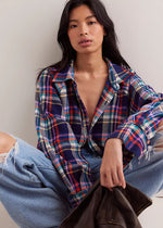 Girl Meets Boy Plaid Shirt - Navy Combo