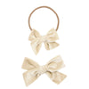 Small Velvet Bow Headband - Latte