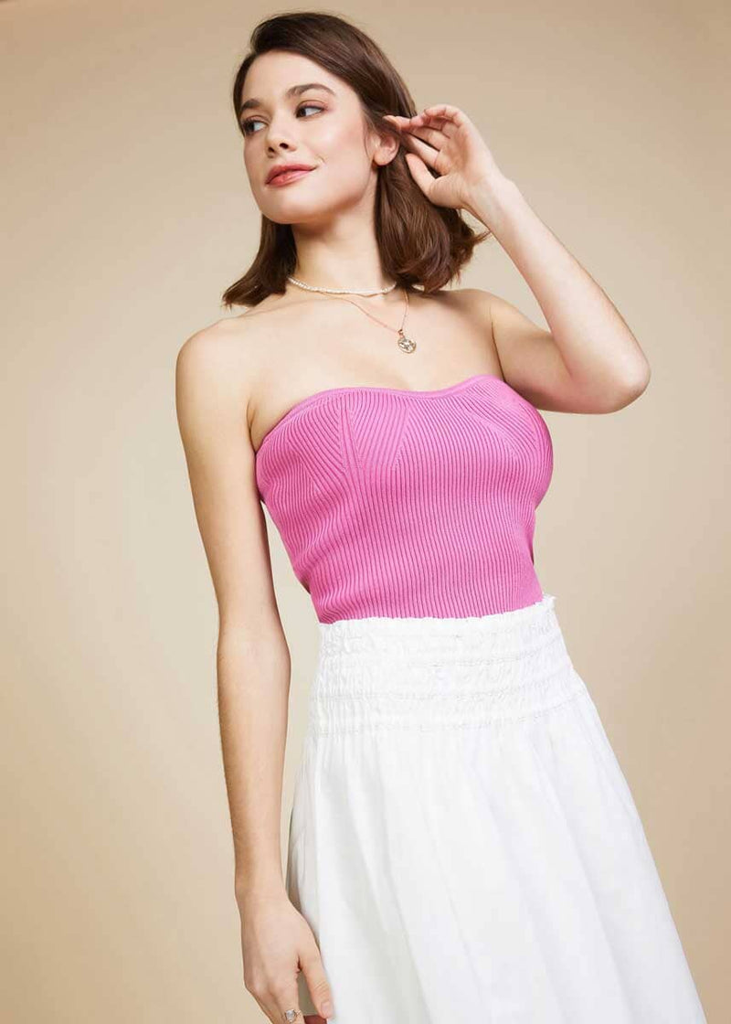 Sadie Knit Bandeau Top - Light Pink