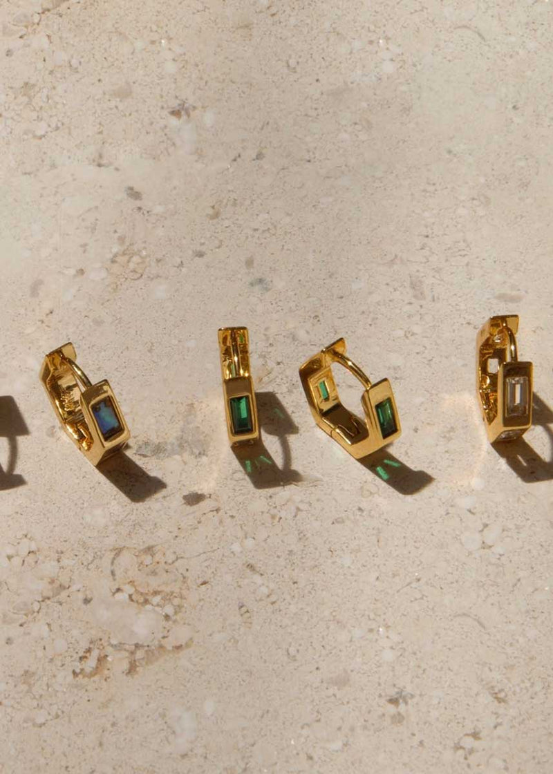 Ari Inlay Hexagon Huggies