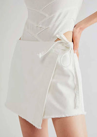 Emmy Denim Skort - White