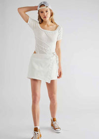 Emmy Denim Skort - White