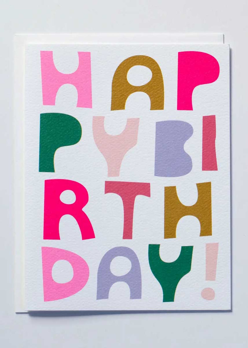 Happy Birthday Block Letter Card