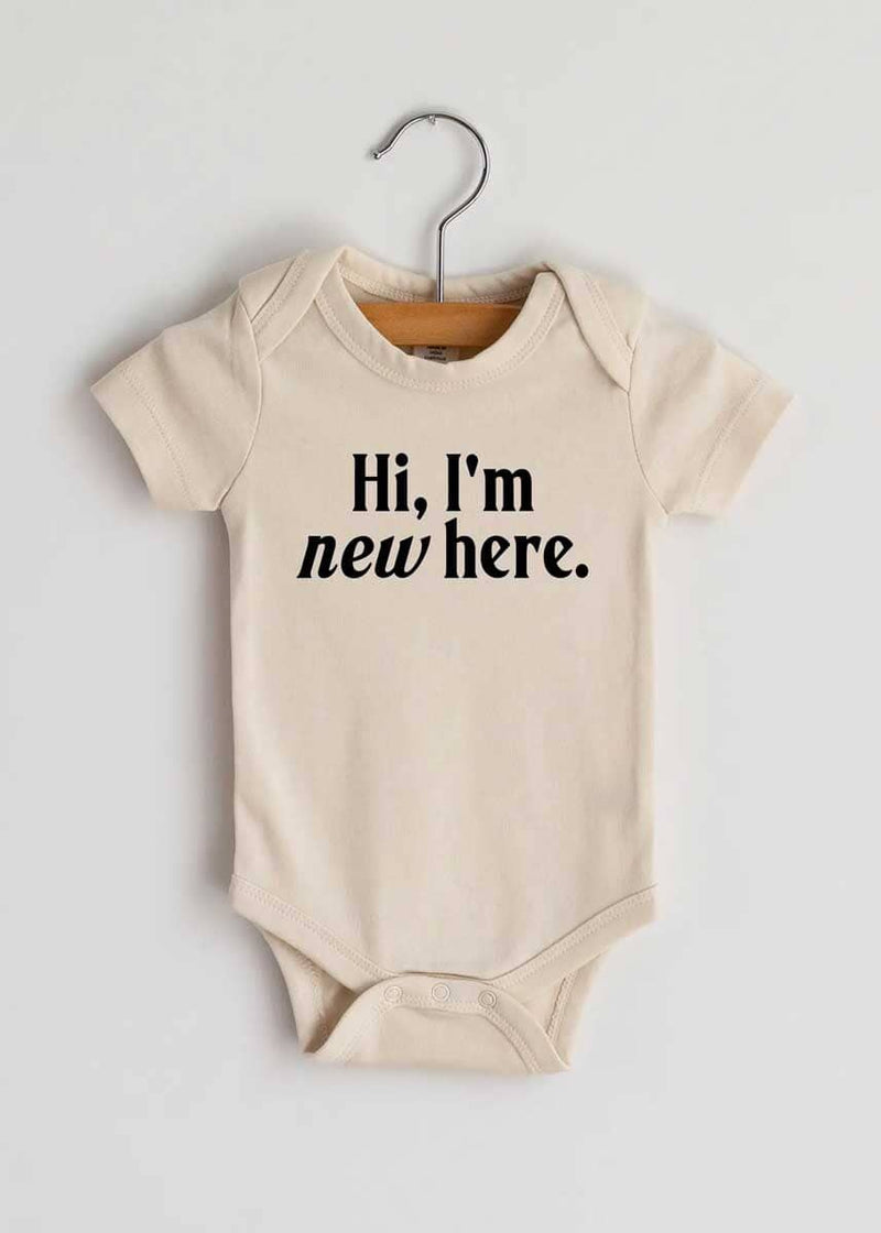 Hi I'm New Here Organic Onesie - Cream