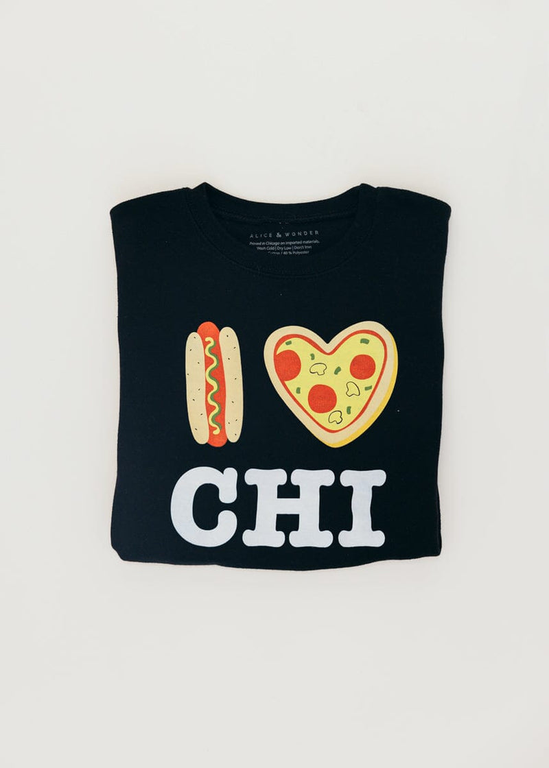 Hot Dog, Pizza, CHI Toddler Sweatshirt - Black