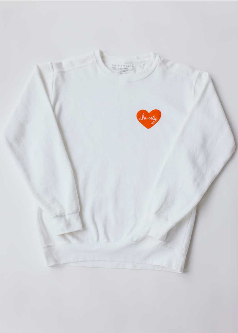 Chi City Heart Puff Sweatshirt - White
