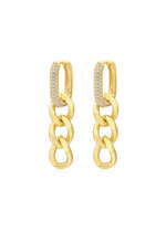 Hanging Pave Chain Link Huggies - Gold