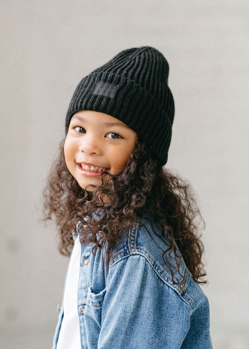 Toddler Mad Hatter Ribbed Knit Beanie - Black
