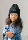 Toddler Mad Hatter Ribbed Knit Beanie - Black