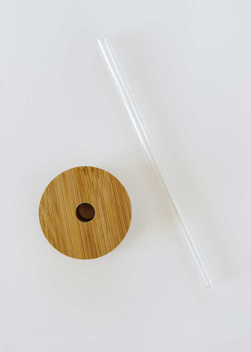 Bamboo Lid + Glass Straw
