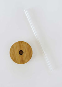 Bamboo Lid + Glass Straw