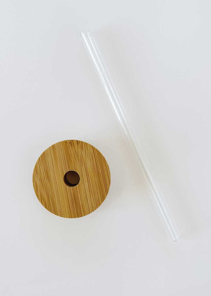 Bamboo Lid + Glass Straw