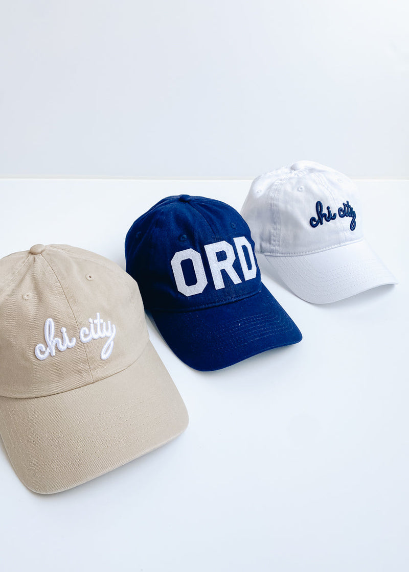 Chi City Cursive Dad Hat - White