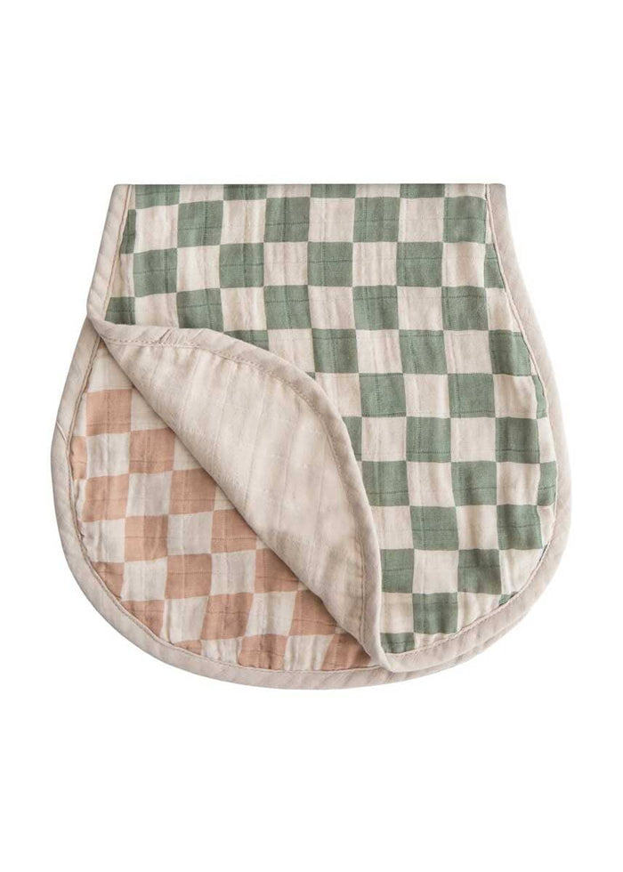 Muslin Burp Cloth 2-Pack - Olive Check & Natural Check