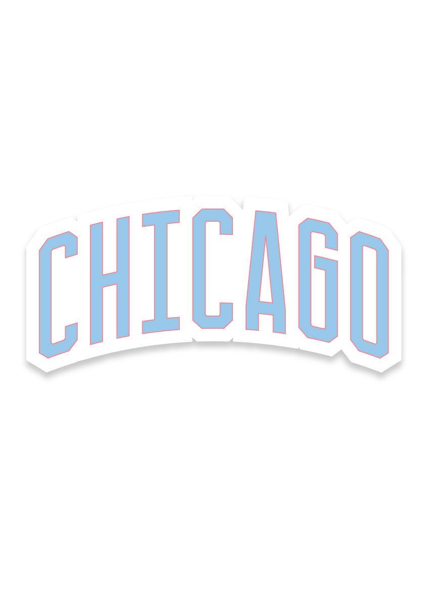 Chicago Block Sticker - Coral & Blue
