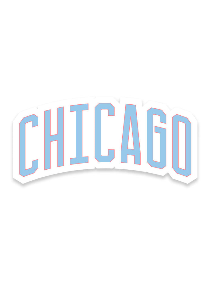 Chicago Block Sticker - Coral & Blue
