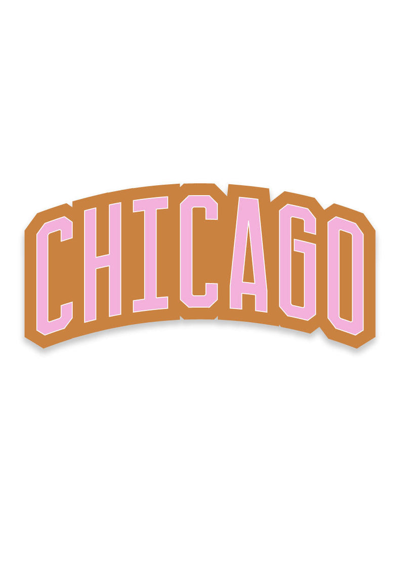 Chicago Block Sticker - Camel & Magenta