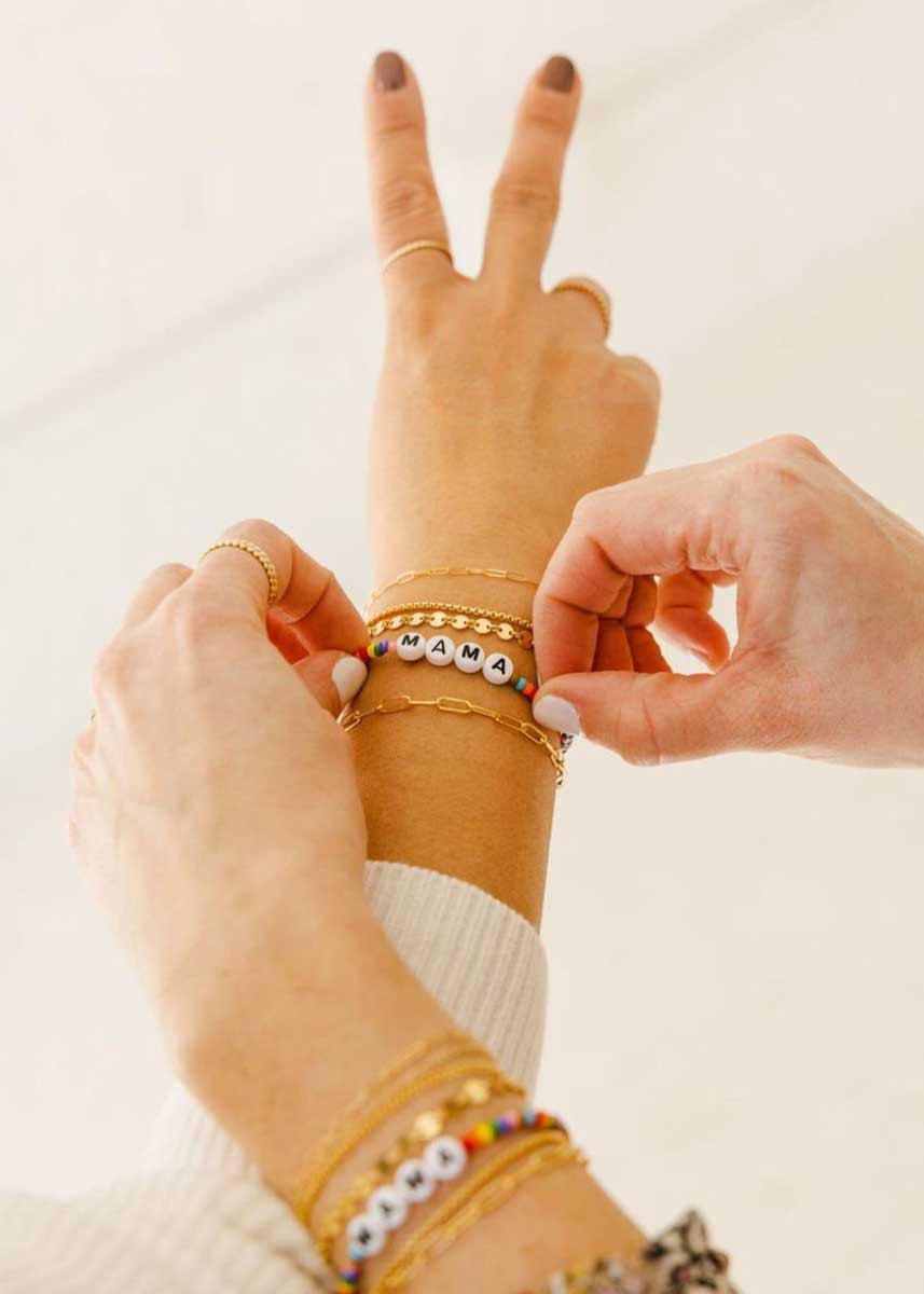 Rainbow Beaded Mama Bracelet