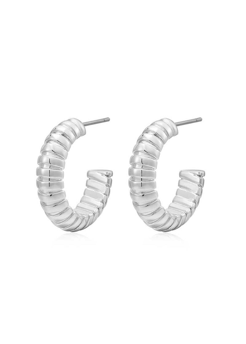Snake Chain Hoops - Silver