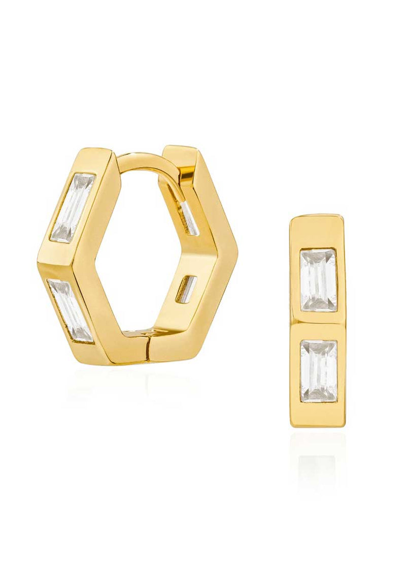 Ari Inlay Hexagon Huggies