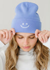Adult Mad Hatter Smiley Cuff Beanie - Blue