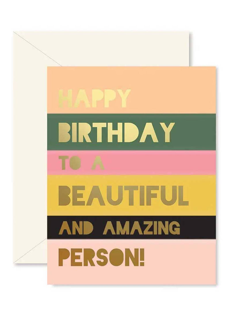 Beautiful Person Colorblock Birthday Card