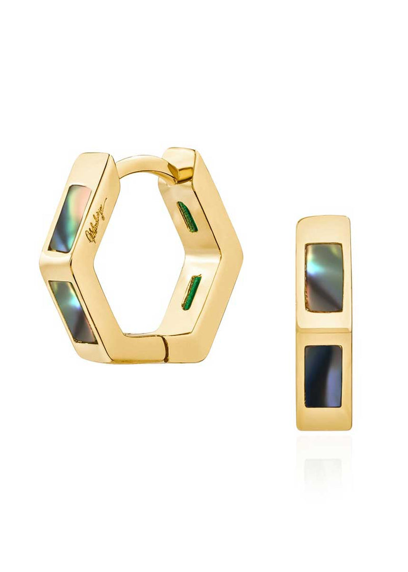 Ari Inlay Hexagon Huggies