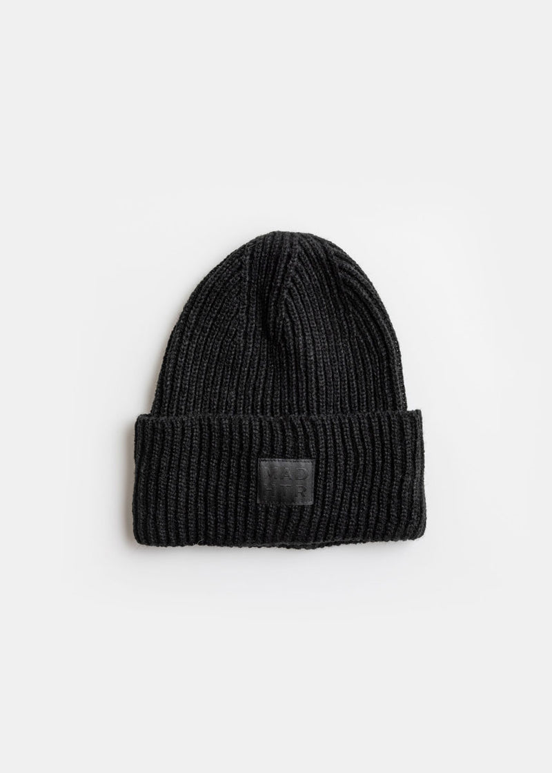 Youth Mad Hatter Ribbed Knit Beanie - Black