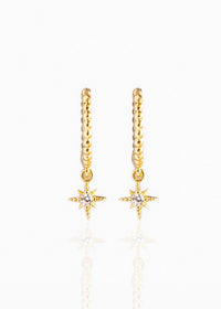 Beaded Comet Hoops- Gold