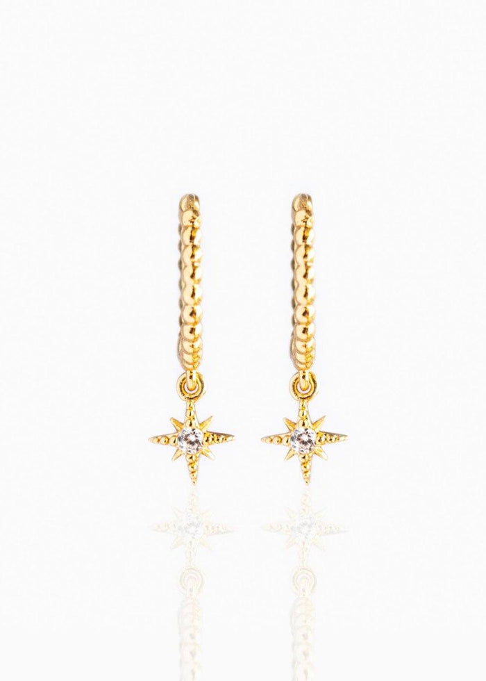 Beaded Comet Hoops- Gold