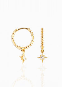 Beaded Comet Hoops- Gold