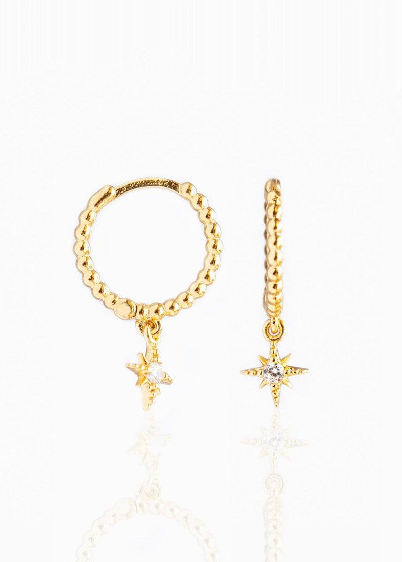 Beaded Comet Hoops- Gold