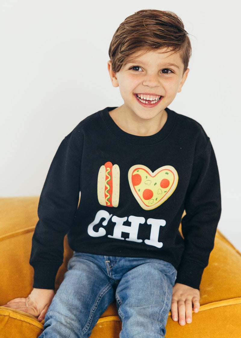 Hot Dog, Pizza, CHI Toddler Sweatshirt - Black