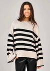 Magda Pullover Sweater - White Beach Stripe