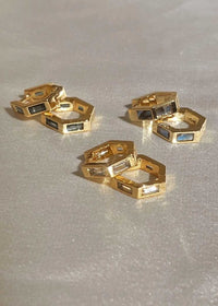 Ari Inlay Hexagon Huggies