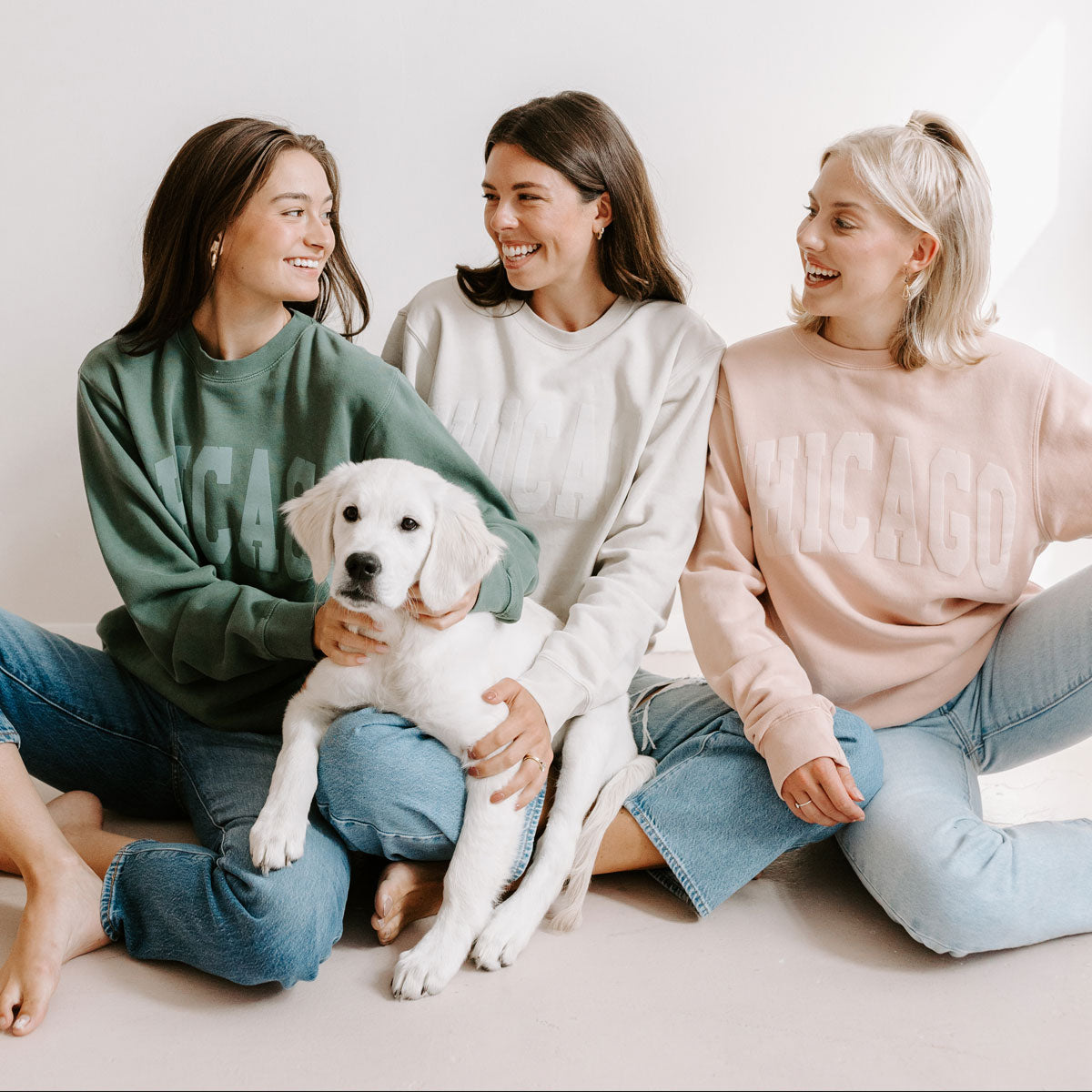 Chicago Collegiate Puff Sweatshirt - Dusty Pink