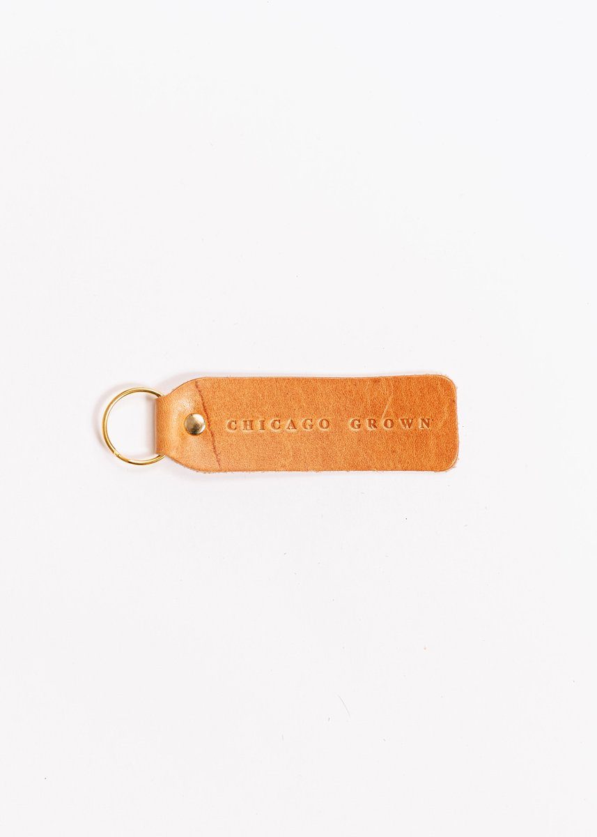 Hand Stamped Leather Keychain - Chicago Grown