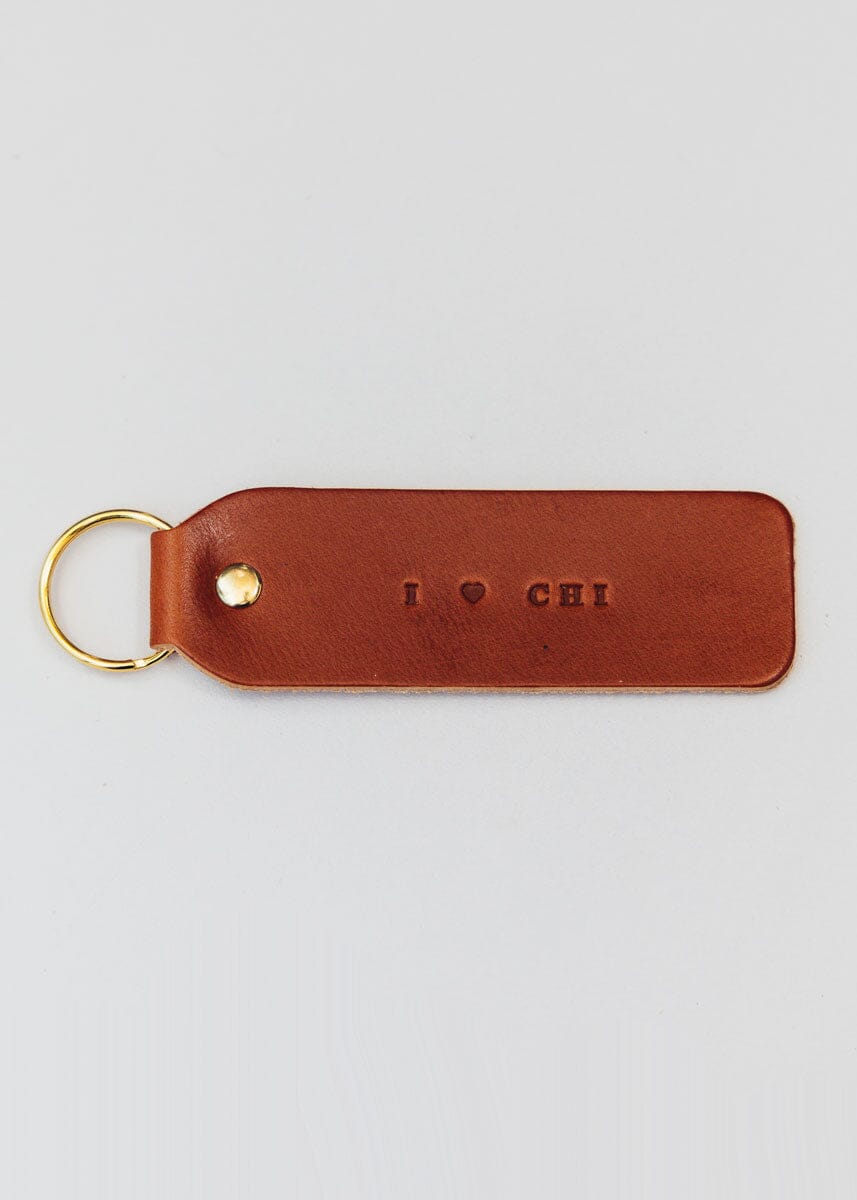 Hand Stamped Leather Keychain - I Heart CHI