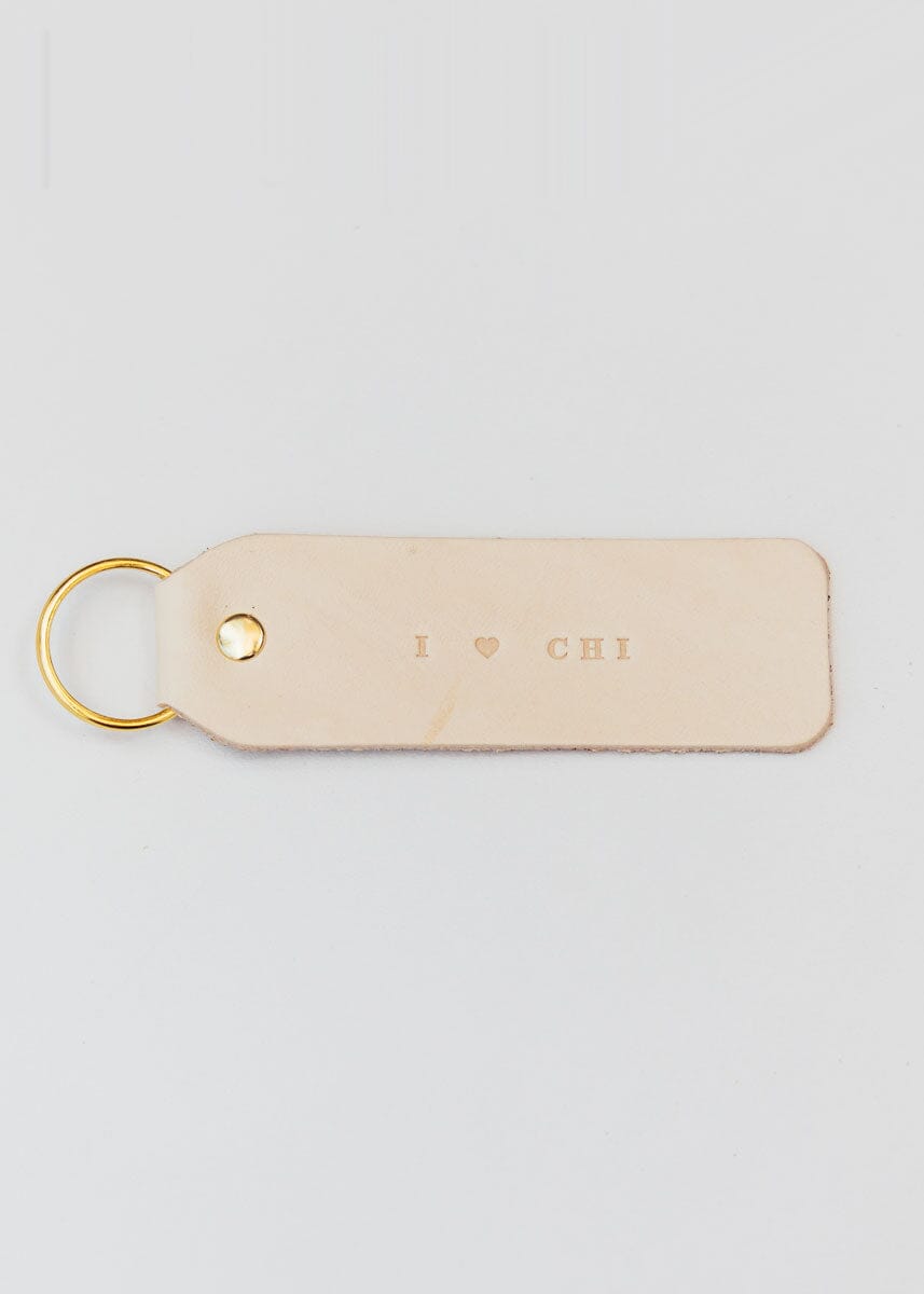 Hand Stamped Leather Keychain - I Heart CHI