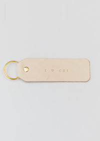Hand Stamped Leather Keychain - I Heart CHI
