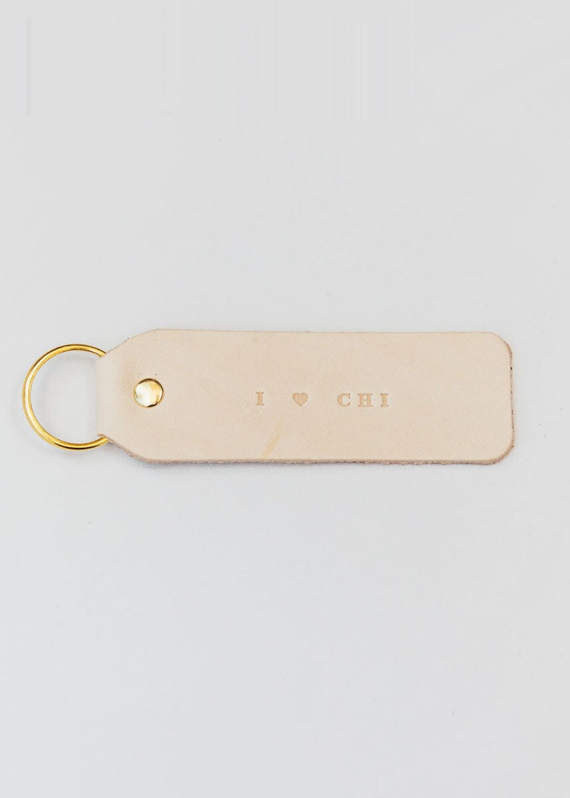 Hand Stamped Leather Keychain - I Heart CHI