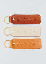 Hand Stamped Leather Keychain - Home Sweet Home