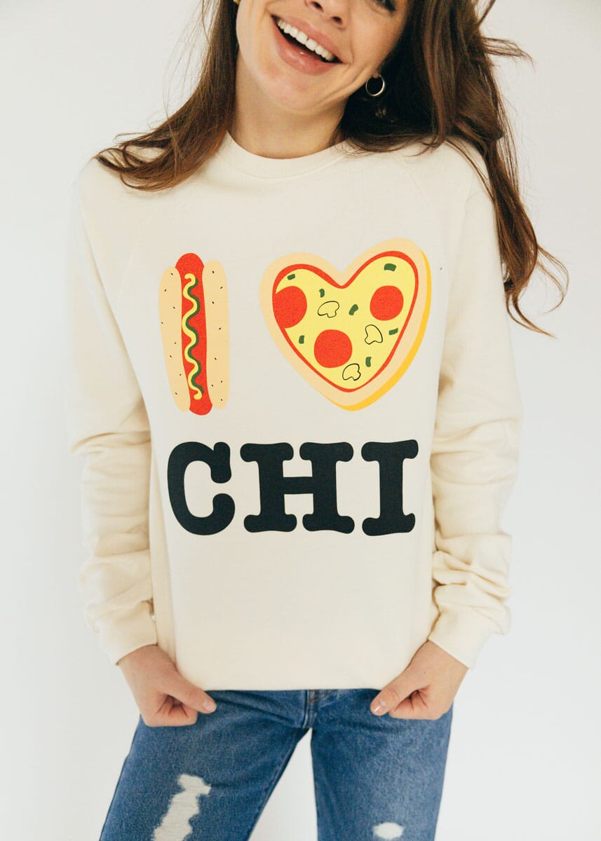 Hot Dog, Pizza, CHI Adult Sweatshirt - Natural